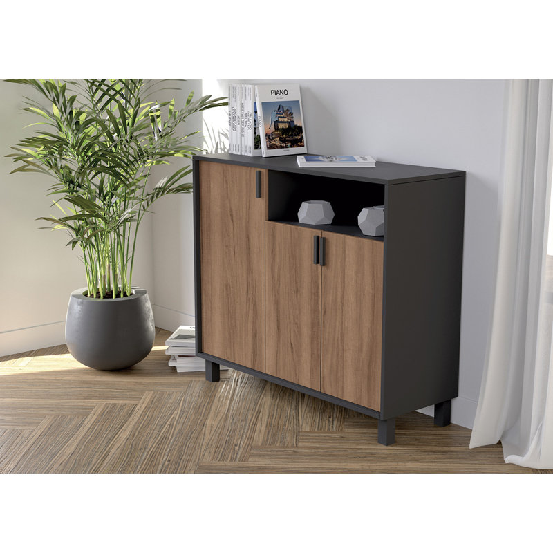 16 Pair Shoe Storage Cabinet, Graphite Walnut