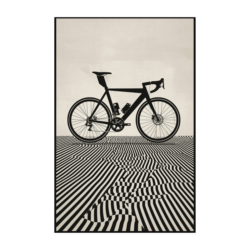 Machine Washable Auburndale Cycling Road Bike Modern & Contemporary Geometric Rug in Beige – Black Binding, 4x6
