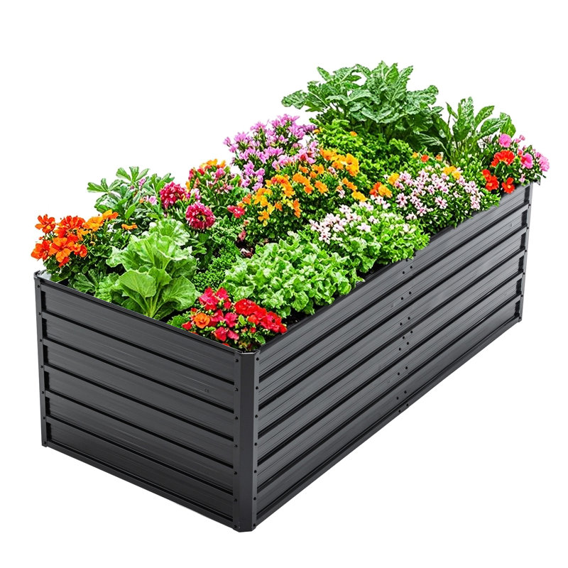 6X3x2 Ft Raised Garden Bed Of Galvanized Metal For Vegetable And Herb Cultivation - Large Capacity, , Safe Design Outdoor Succulent Planting , Stable Structure, Easy To Assemble