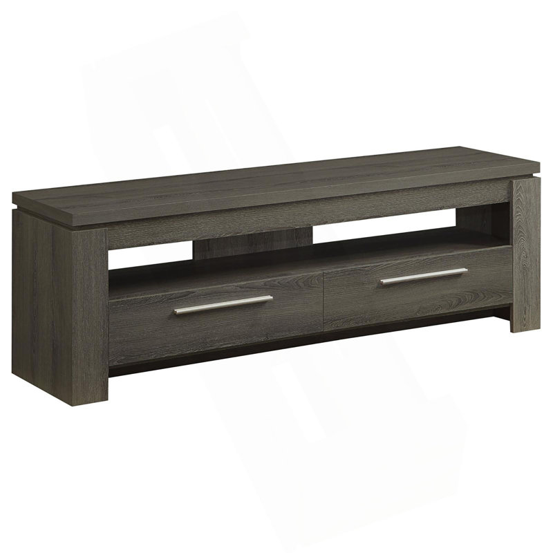 Weathered Grey 59-Inch 2-Drawer TV Console, Dark Gray