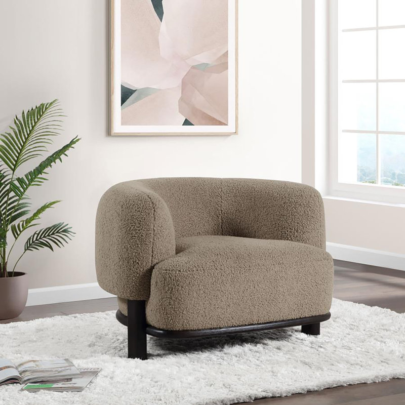 Fauteuil d'appoint à dossier tonneau Winistan, Brun, Noir