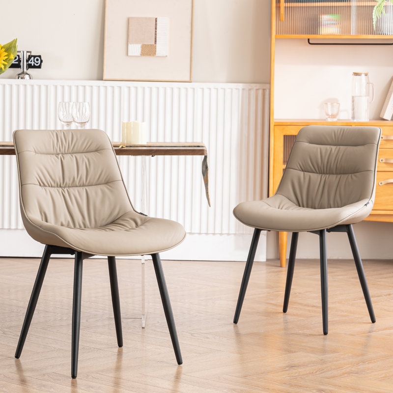 Chaise d'appoint rembourrée en similicuir Emsley avec pieds en métal, Kaki