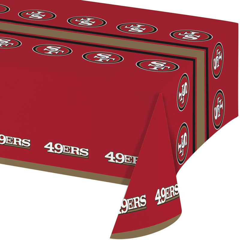 San Francisco 49ers Red Plastic Tablecloth Set, 54" x 108"