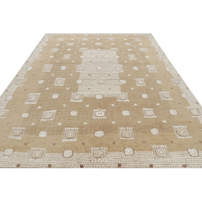 Rug & Kilim’S Scandinavian Rug With Brown And White Geometric Patterns