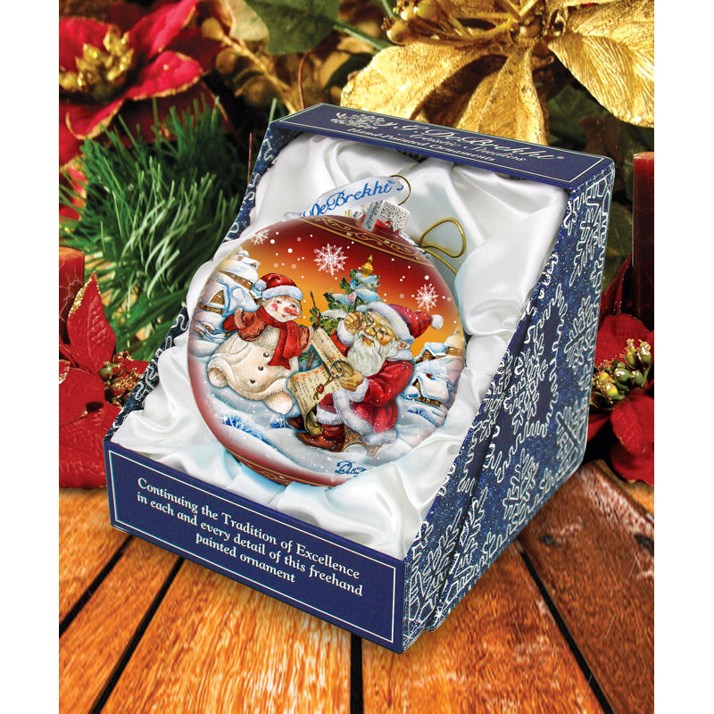 Holiday Splendor 5.5'' Handmade Glass Animals Ball Ornament