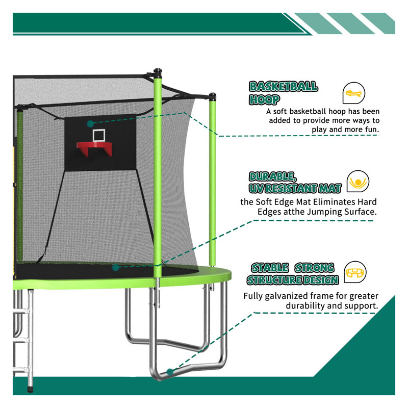 Pièce de rechange pour rail de trampoline de 14 pieds - Composant de cadre en acier gris