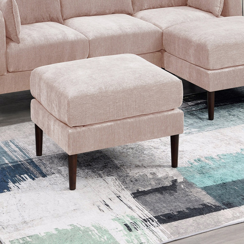 Magnifique repose-pieds rose en tissu Morgan, Rose