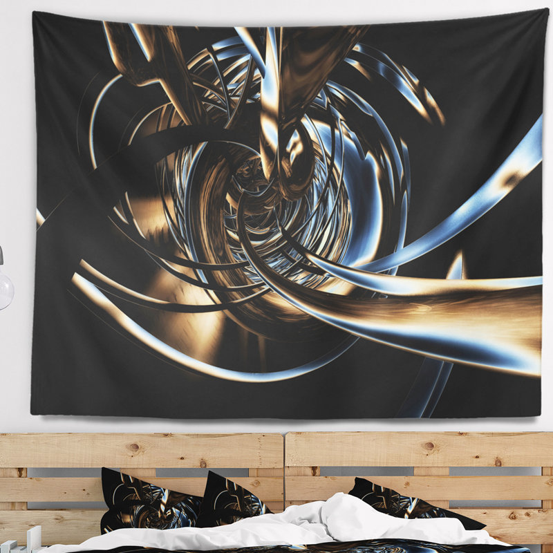 Tapisserie à rayures fouillis 3d fractal, H 32 po x l 39 po