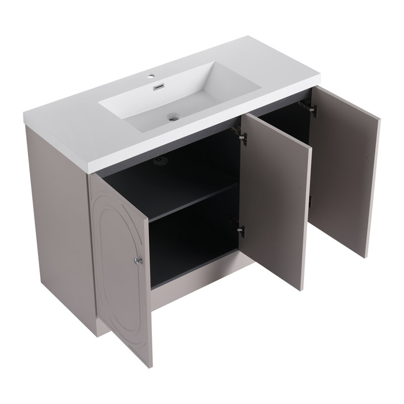 Miterdale 48'' Single Bathroom Vanity with Resin Sink, Khaki, 48'' 