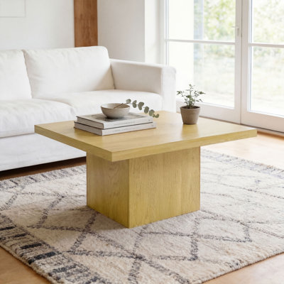 Square Coffee Table, Centre Table with 1.6" Thick Tabletop for Living Room, Easy Assembly, 31.5"x31.5", Light Brown