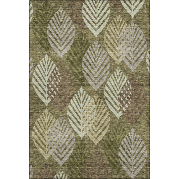 Premium Machine Washable Prisco Olive Rug