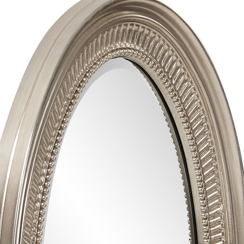 Busey Ribbed Oval Framed Accent Mirror, Brushed Nickel