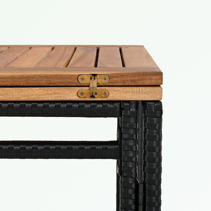 Ensemble de table d'extérieur 10 pièces avec coussins, plateau de table pliable et tabourets