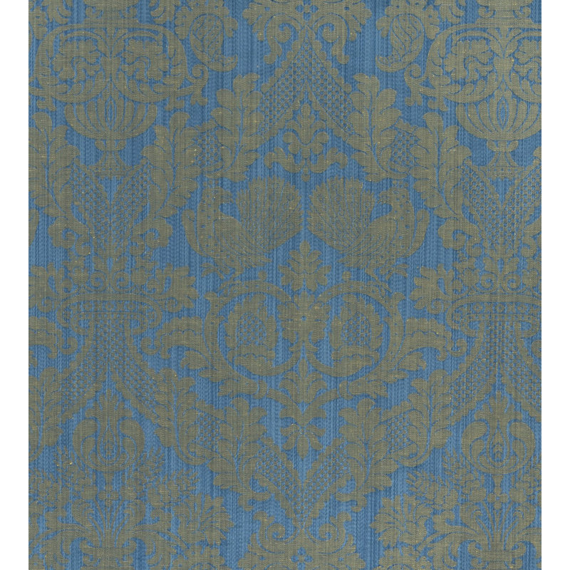 Mélange de lin damassé brun clair Damas, Bleu