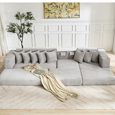 Nouveau canapé Cloud surdimensionné, lit en velours côtelé à 3 places, convertible, sans assemblage, 8 coussins, et moelleux, parfait pour les sièges de famille larges et confortables