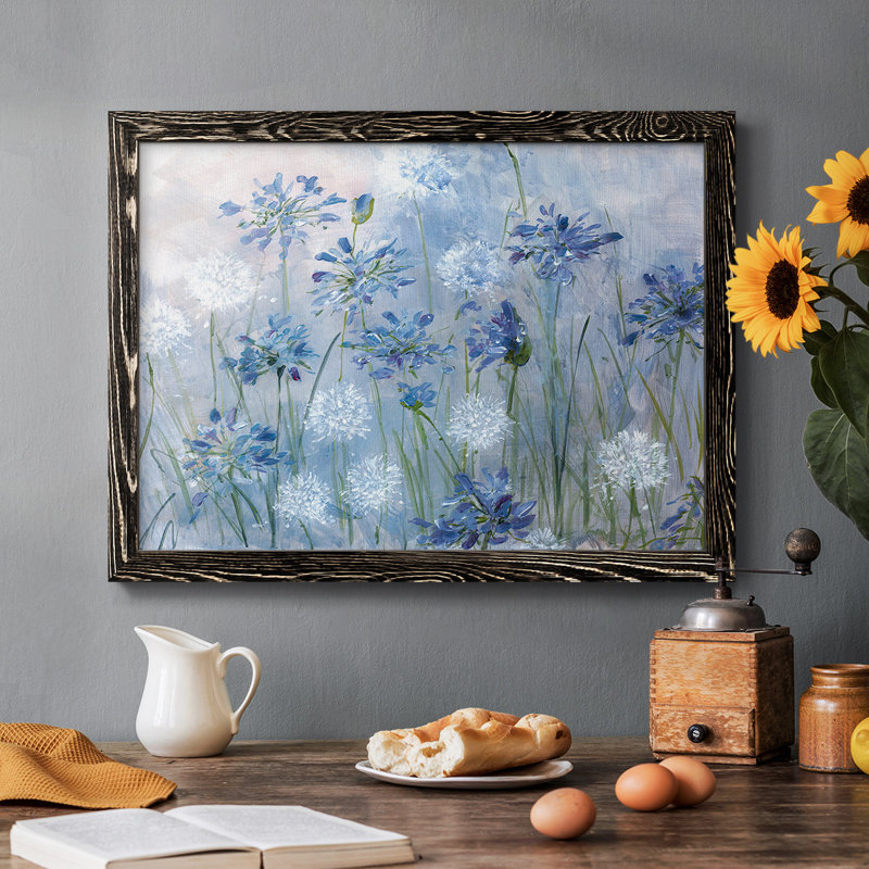 " Dandelion And Agapanthus ", Black, 22" H x 32" W x 1.5" D