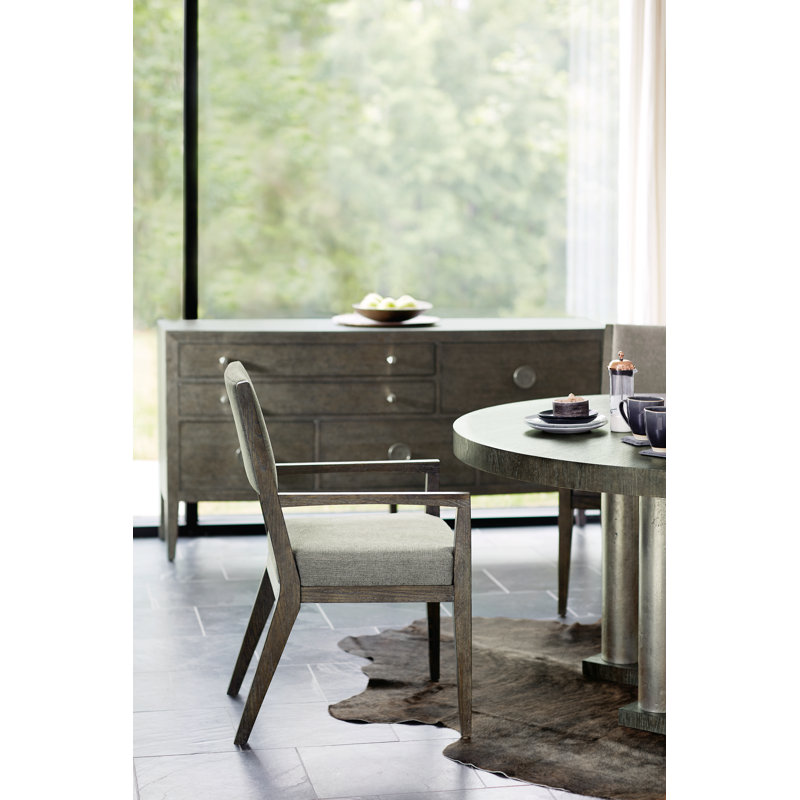 Linea Upholstered Arm Chair in Cerused Charcoal