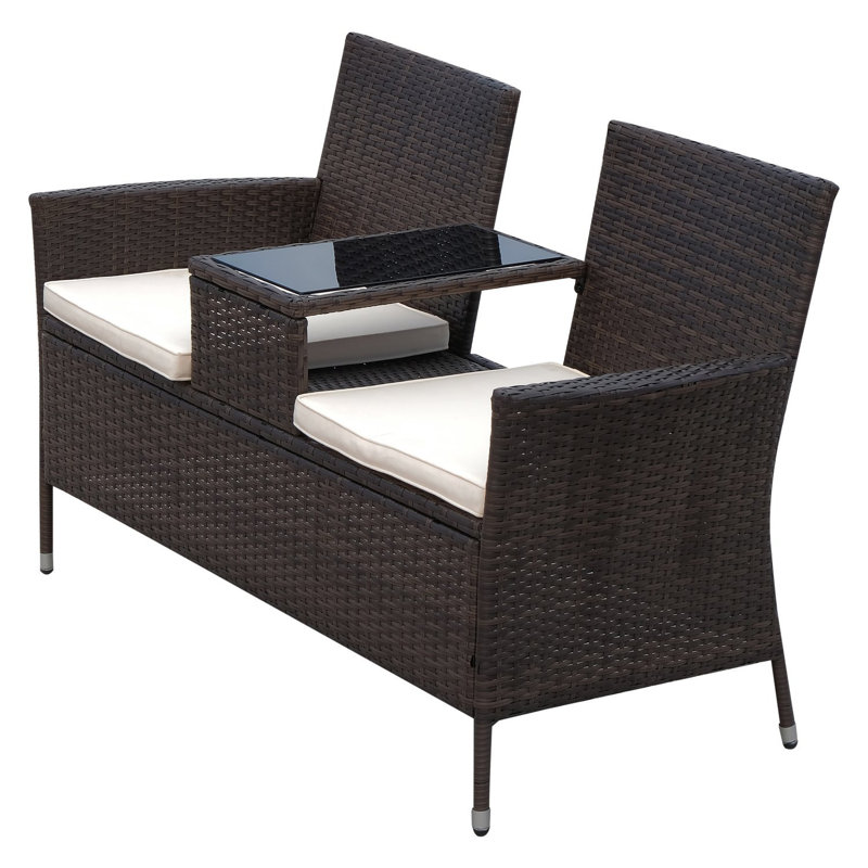 Streicher Powder Coated Steel Outdoor Bench, Brown