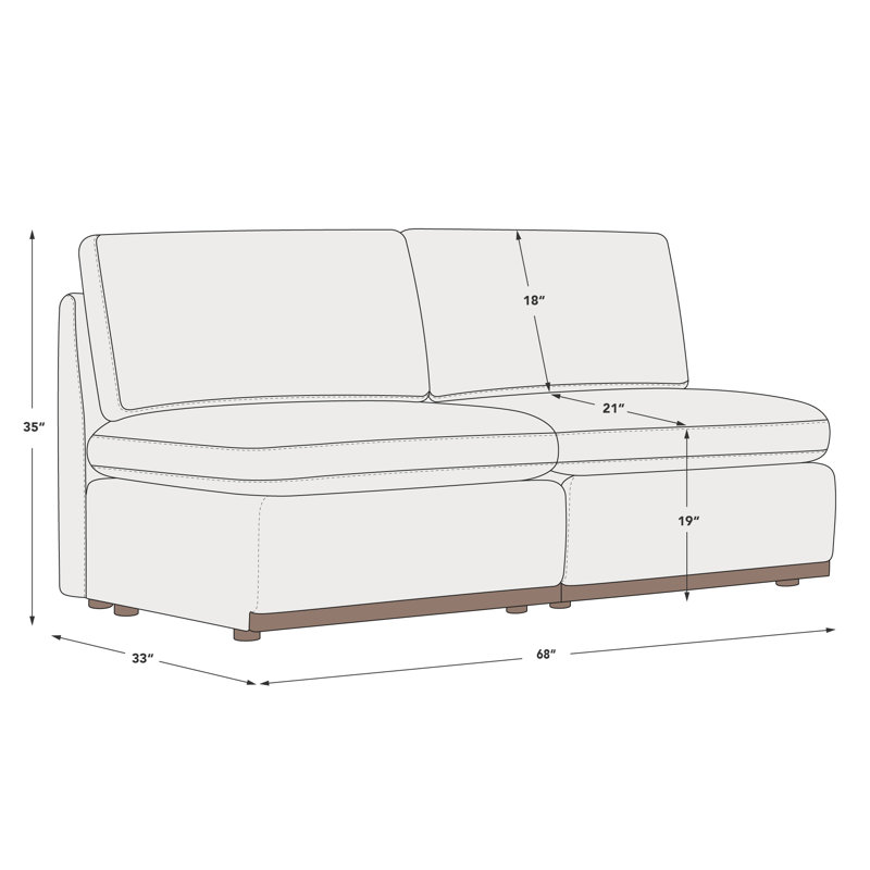 Sayette 68'' Upholstered Modular Armless Sofa, Moss Green