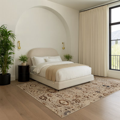 Tapis traditionnel gris et brun Lunelle
