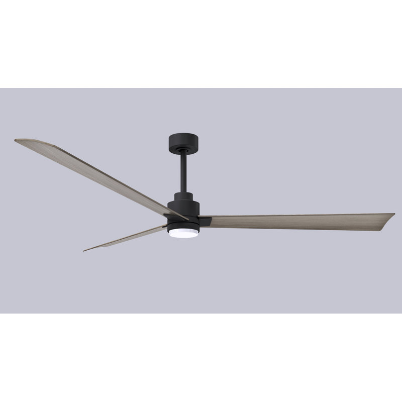 Ventilateur de plafond Alessandra, Ton bois de frêne gris, Noir mat, 72"