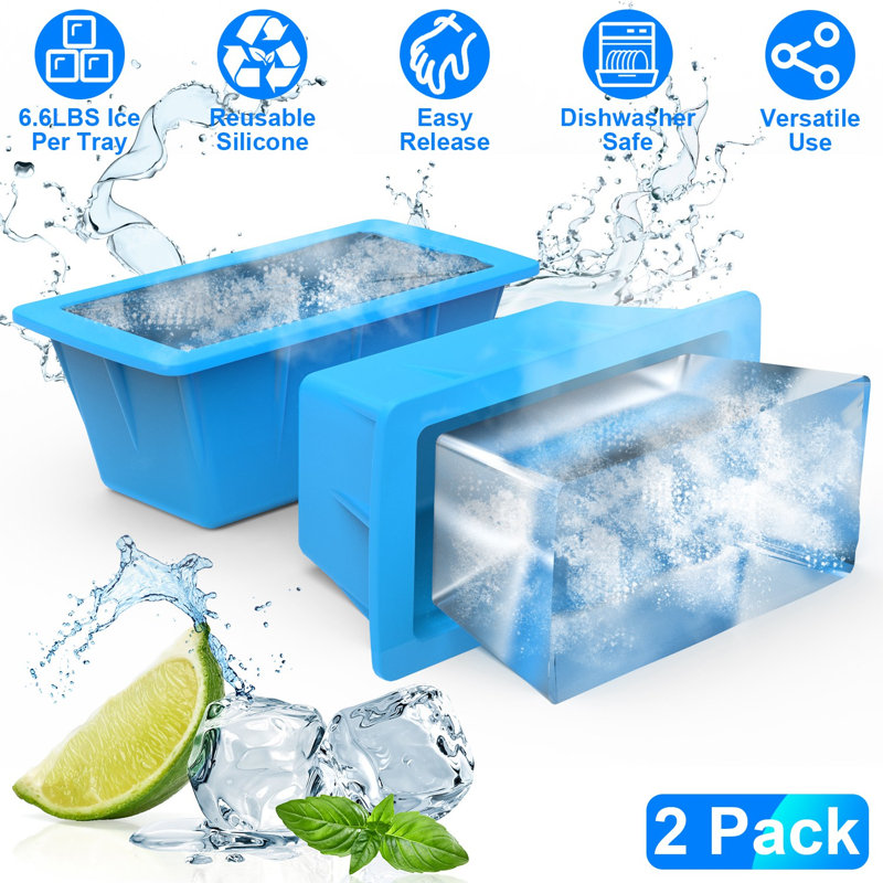 Ensemble de 2 moules de congélation en silicone de 6,6 lb moules de blocs de glace pour les bains de glace, les soupes de fruits de mer, les décorations de glace bricolage