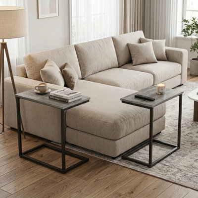  20.5'' End Table (Set of 2), C-Shaped Tables, Side Table Set for Small Space, Living Room, Bed Side