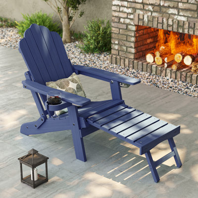 Dierker Plastic/Resin Folding Adirondack Chair with Ottoman by Highland Dunes