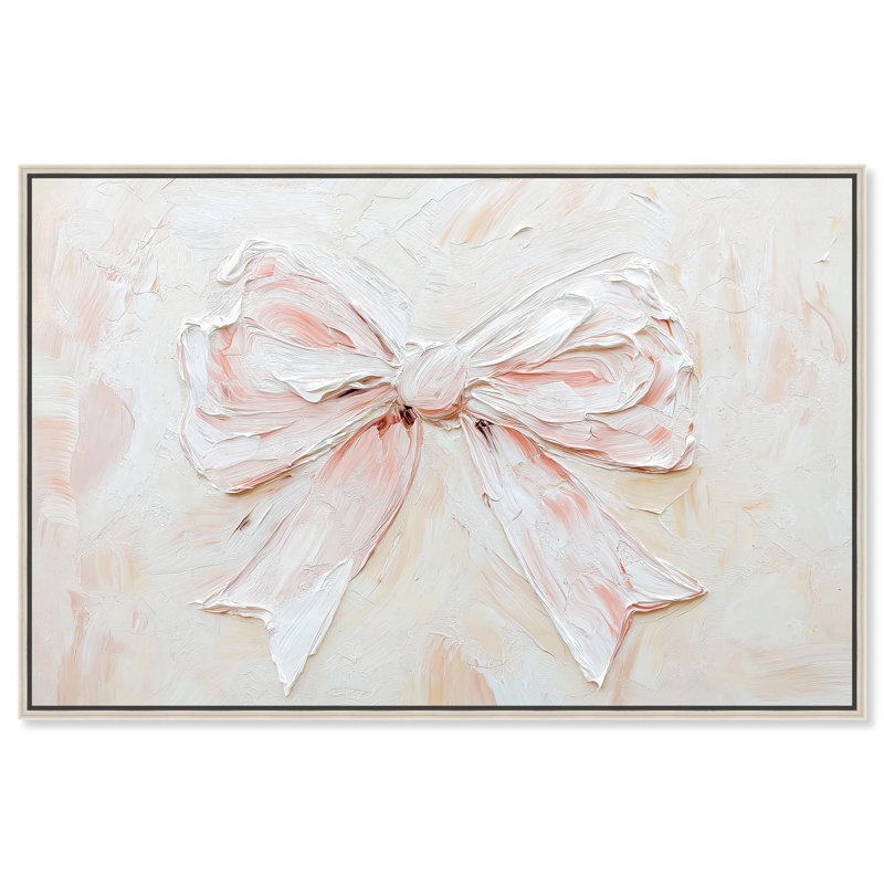Relief Ribbons Canvas Fashion Wall Art, 31" H x 46" W, Silver Floater Framed