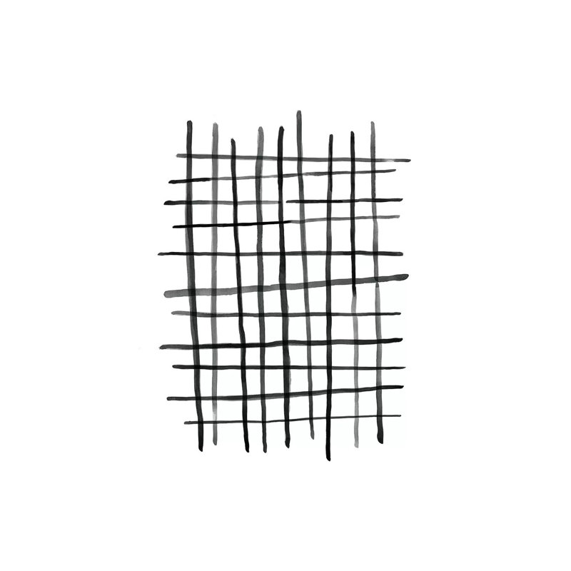Watercolor Grid Black and White par Nouveau Prints - peinture sur toile tendue, H 12 po x l 8 po x P 0,75 po
