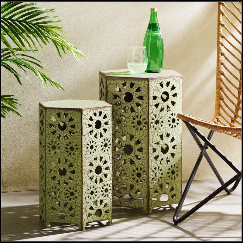 Ensemble de 2 tables d'appoint d'extérieur Eliana