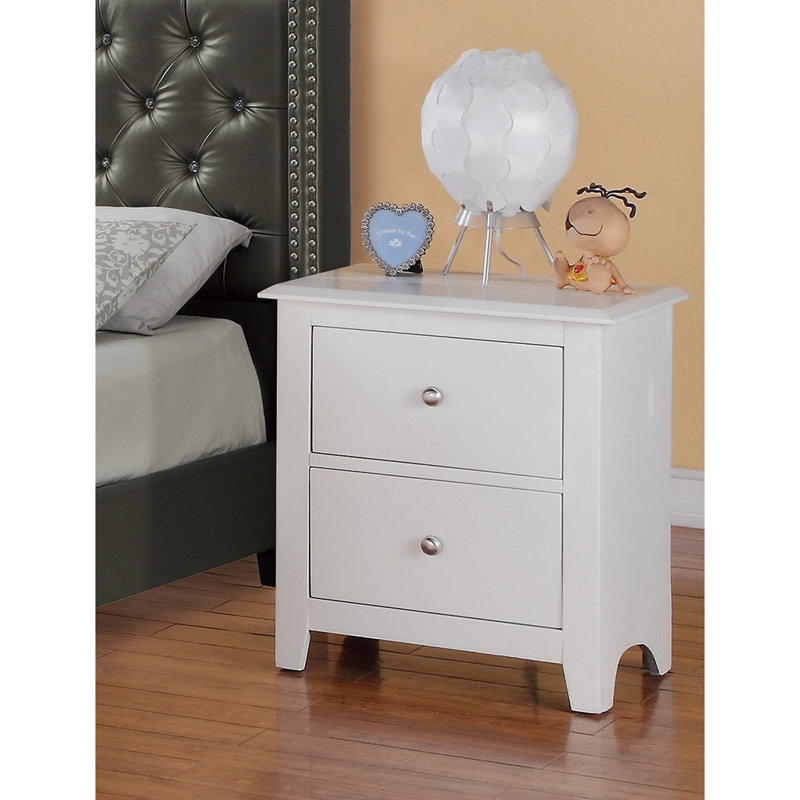 Table de chevet 2 chambres en blanc, table de chevet moderne avec 2 tiroirs