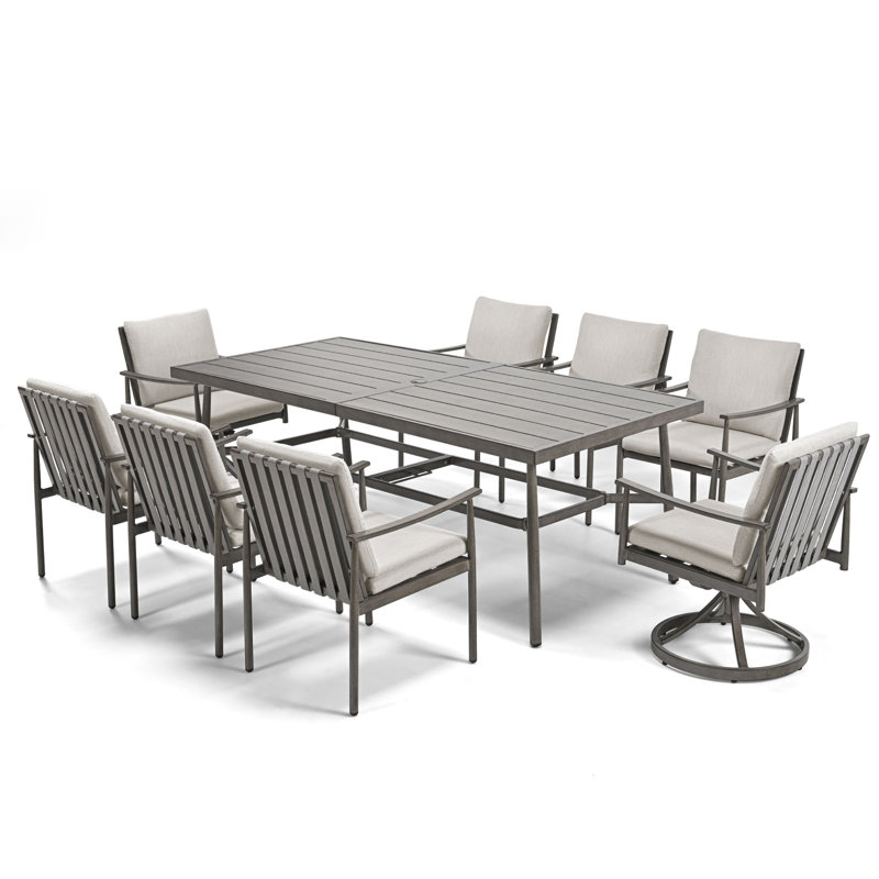 Ensemble repas extérieur pour 8 personnes Mariène, Gris, Beige