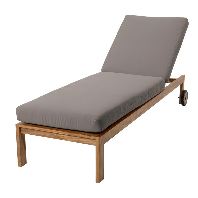 Uvita Outdoor Teak Wood Chaise Lounge Set , Sunbrella Cushion Included, Taupe