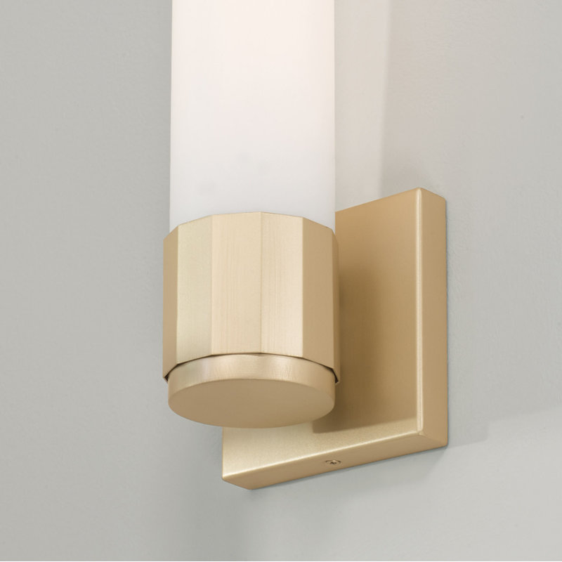 Soft Gold Dimmable Wall Sconce with White Glass