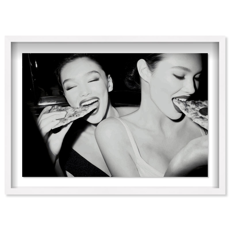 Midnight Mozzarella Shadowbox Food & Beverages Print by Oliver Gal, Black Frame, 15 x 10, 25.5"H x 37.5"W, White Shadowbox