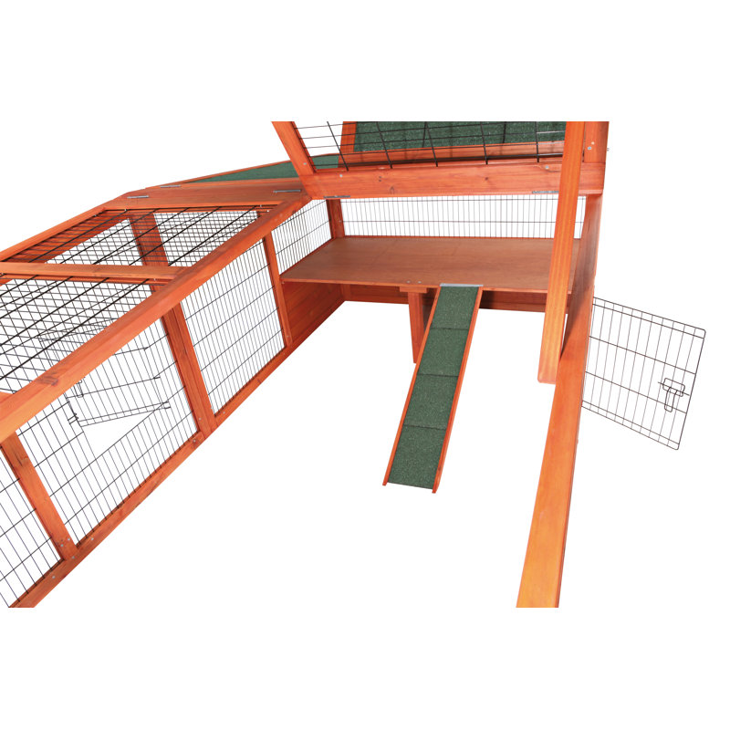 Extra-Large Wooden Outdoor Rabbit Enclosure with Mesh Cover