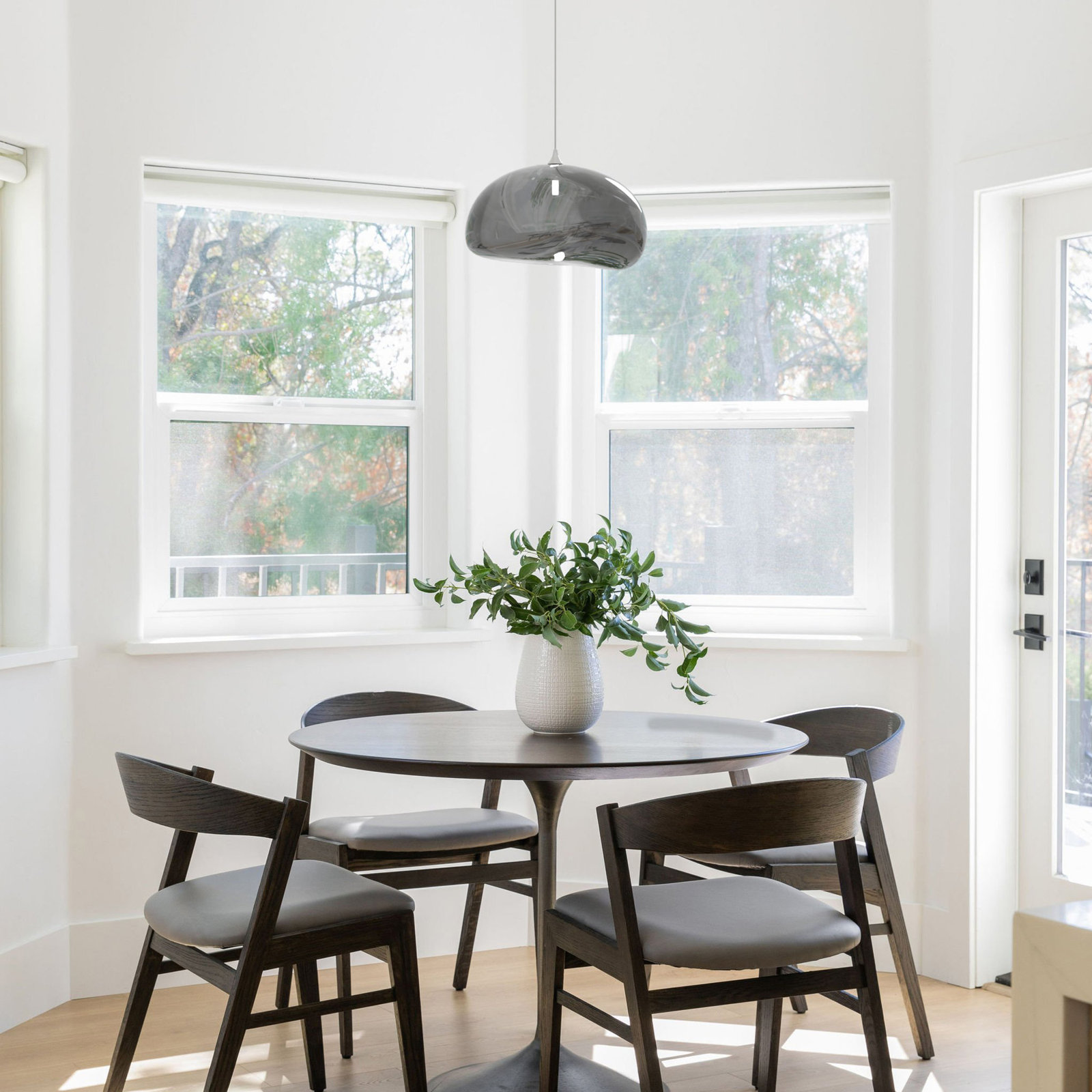 Kloud Dimmable Single Light Pendant, Black, Smokey Gray, 8" H x 14.6" W x 12" D