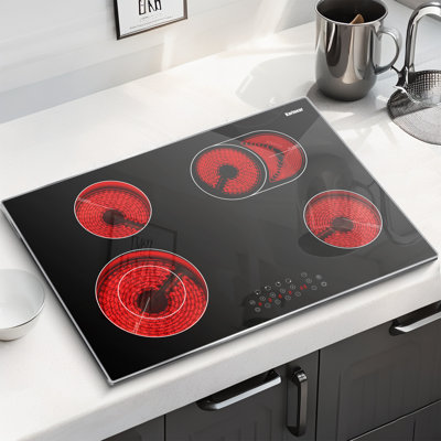 Surface de cuisson électrique noire 4 brûleurs Karinear 30 po encastrée 6600W