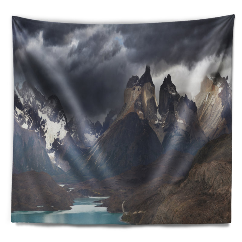 Photographie torres del paine cuernos mountains tapisserie, H 32 po x l 39 po