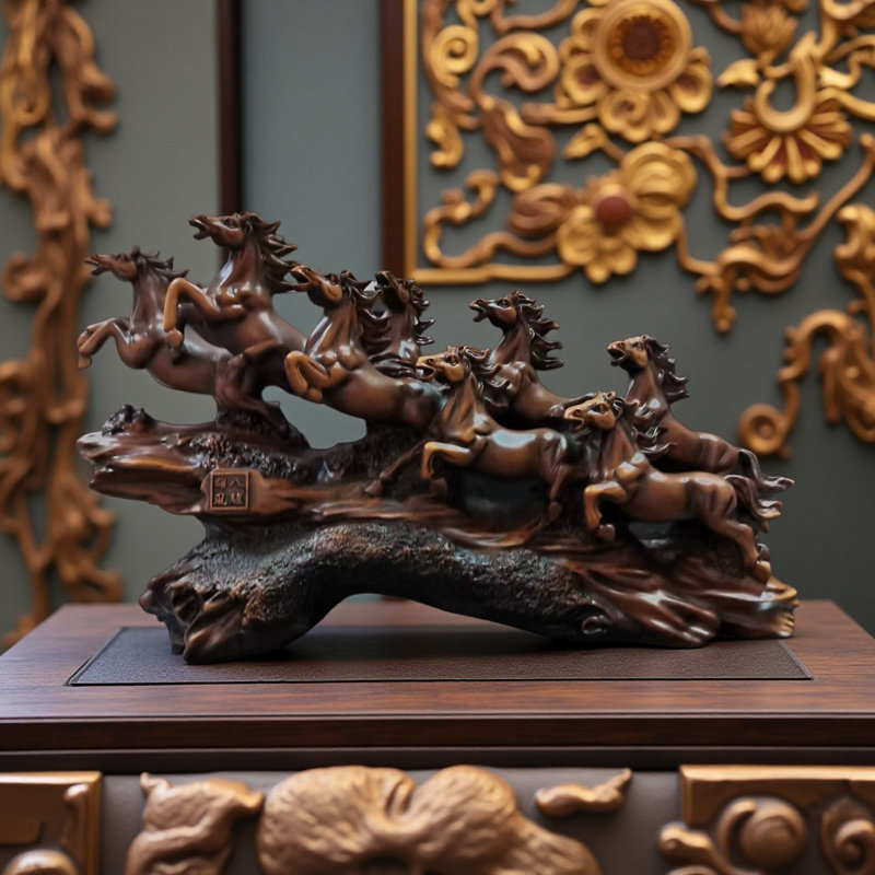Resin Sculpture Eight Running Horses Statue