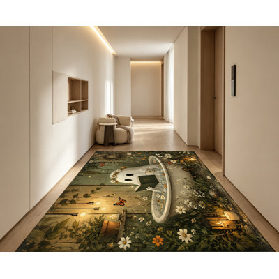 Tapis fantaisiste de lecture de livre fantôme, scène de forêt enchanteresse, joli thème d'Halloween, décor artistique naturel, tapis antidérapant pour salon, chambre à coucher, entrée, dortoir