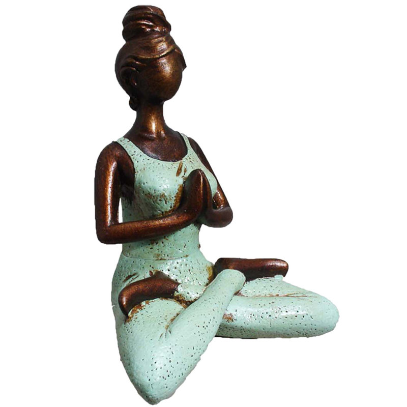 Figurine Alorton Yoga, H 8 po x l 6 po x P 6 po, Bleu sarcelle
