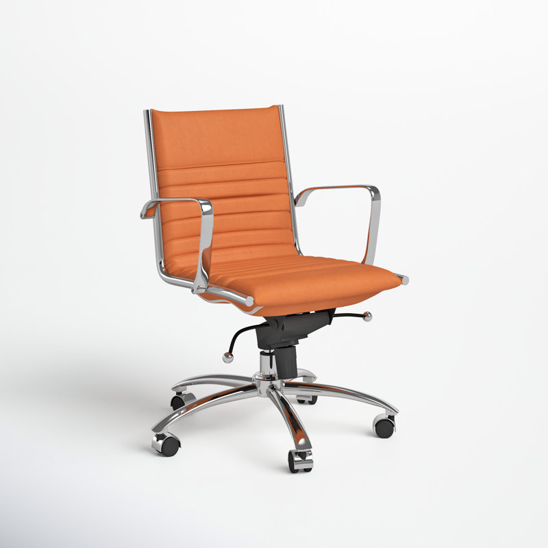 Naida Faux Leather Swivel Task Chair, Yes, Cognac Faux Leather