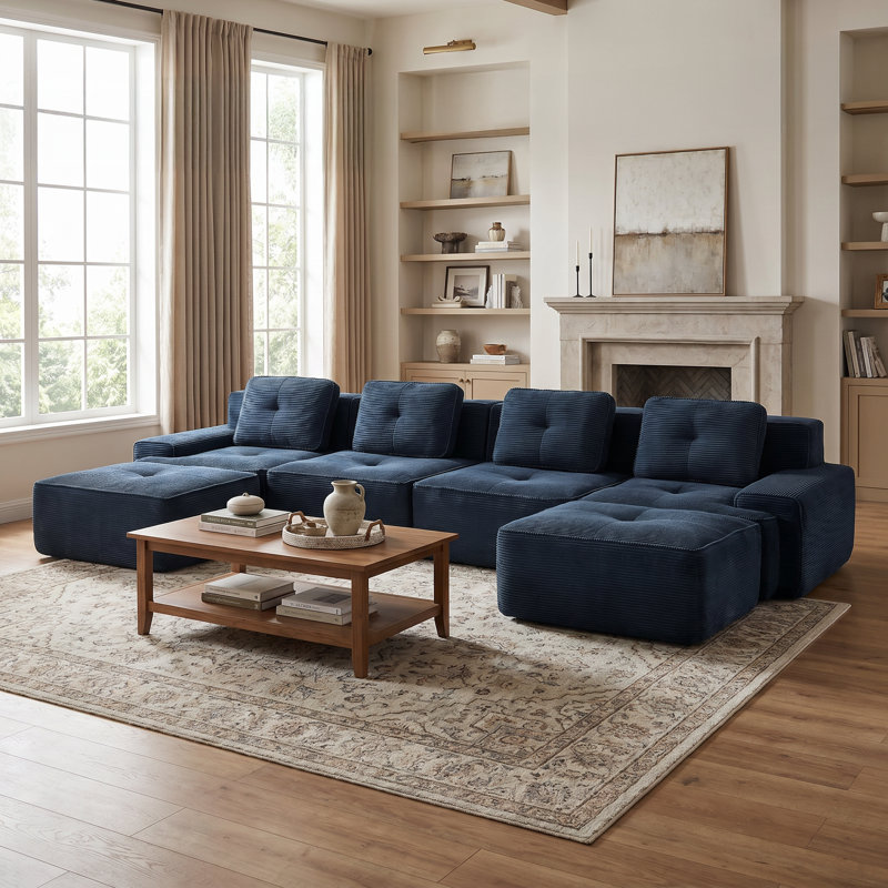 Canapé modulaire en U de Boneless, Bleu