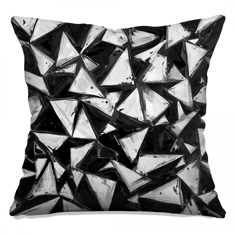 Coussins décoratifs à formes triangulaires abstraites, 14 X 14 pouces