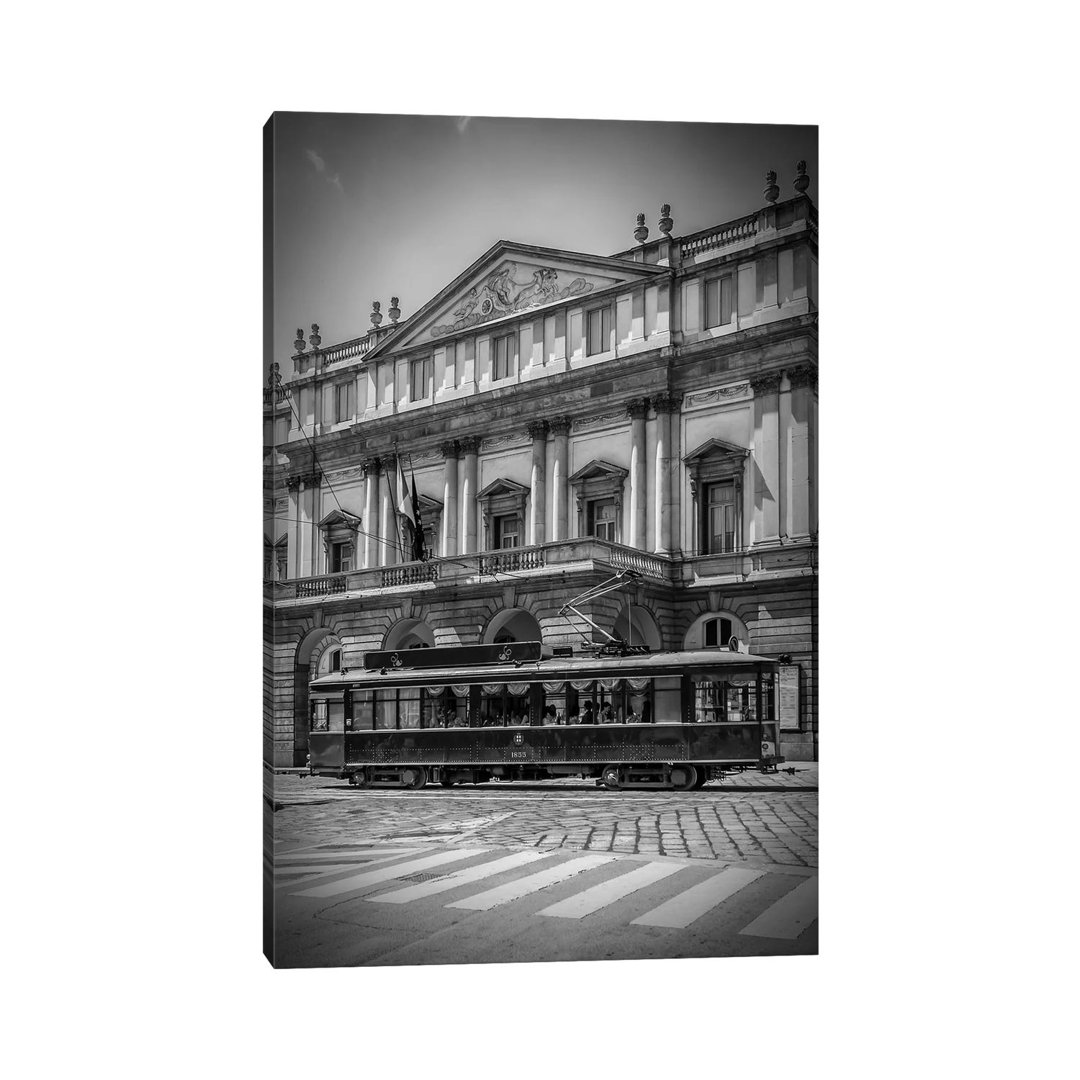 Milan Teatro Alla Scala And Tram by Melanie Viola - Wrapped Canvas Print