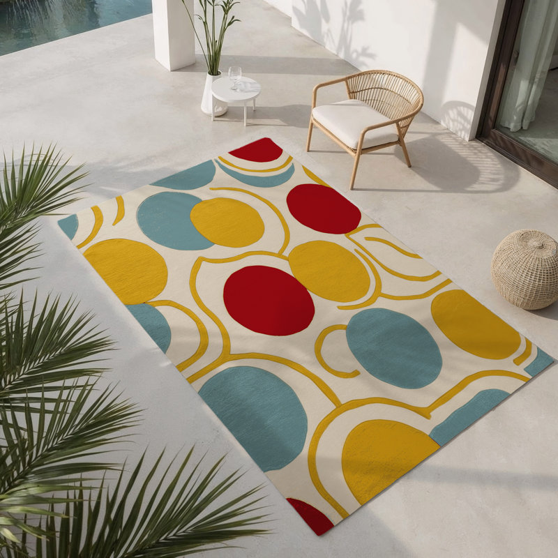 Jaunty Curve Indoor And Outdoor Area Rug, Rectangle 2' x 3'