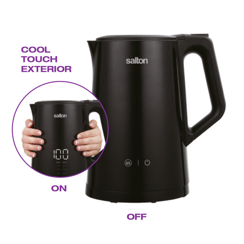 Salton 1.6 Qt. Cool Touch Digital Display Double Wall Kettle
