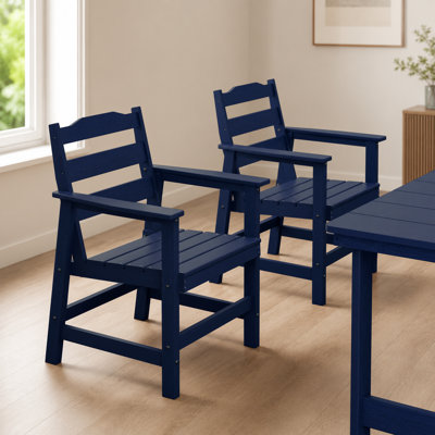 Ensemble de chaises de patio en PEHD toutes saisons avec accoudoirs (ensemble de 2) bleu marine